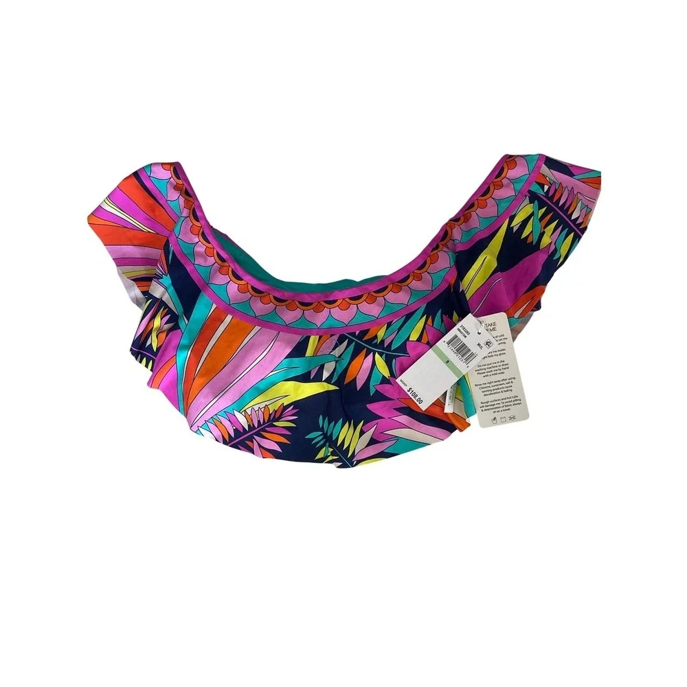 Trina Turk Paralia Ruffle‎ Off The Shoulder Bikini Swimsuit Top Women's Size 8